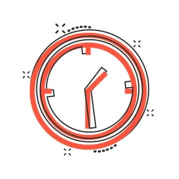 Clock icon in comic style. Watch cartoon vector illustration on white isolate Ilustración de archivo
