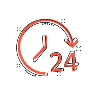 Clock icon in comic style. Watch cartoon vector illustration on white isolate 库存插图