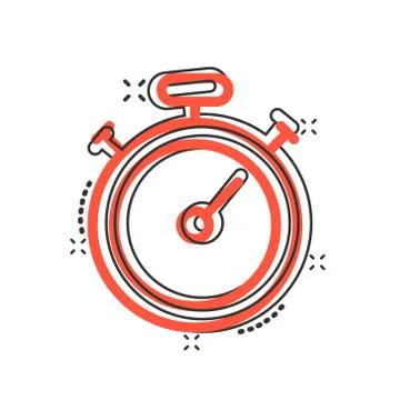 Clock icon in comic style. Watch cartoon vector illustration on white isolate Stockillustratie
