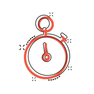 Clock icon in comic style. Watch cartoon vector illustration on white isolate 库存插图