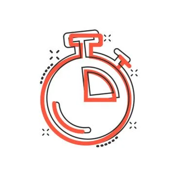 Clock icon in comic style. Watch cartoon vector illustration on white isolate Stockillustratie