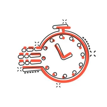 Clock icon in comic style. Watch cartoon vector illustration on white isolate Illustrazione stock