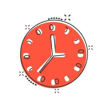 Clock icon in comic style. Watch cartoon vector illustration on white isolate Ilustración de archivo