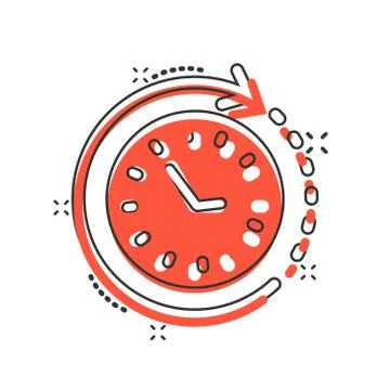 Clock icon in comic style. Watch cartoon vector illustration on white isolate Stockillustratie