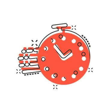 Clock icon in comic style. Watch cartoon vector illustration on white isolate Illustrazione stock