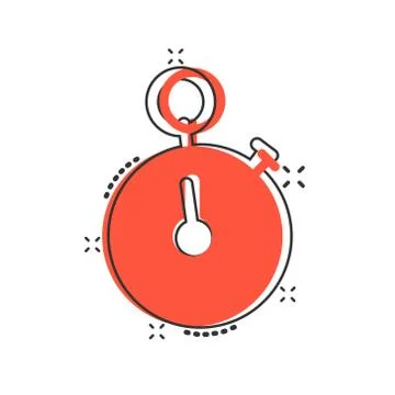 Clock icon in comic style. Watch cartoon vector illustration on white isolate Ilustración de archivo