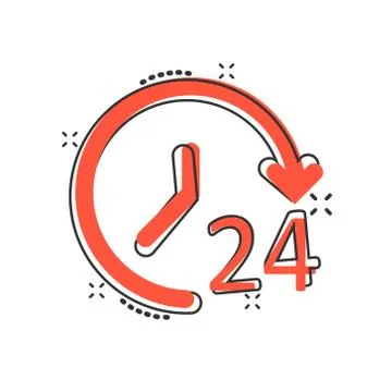 Clock icon in comic style. Watch cartoon vector illustration on white isolate Ilustración de archivo