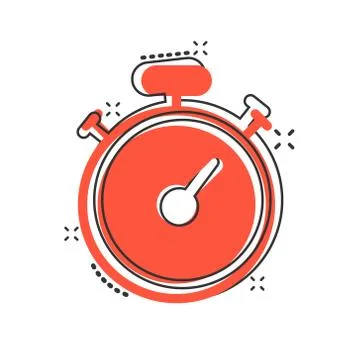 Clock icon in comic style. Watch cartoon vector illustration on white isolate Stock Illustration