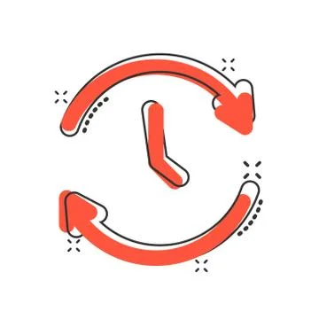 Clock icon in comic style. Watch cartoon vector illustration on white isolate Stockillustratie