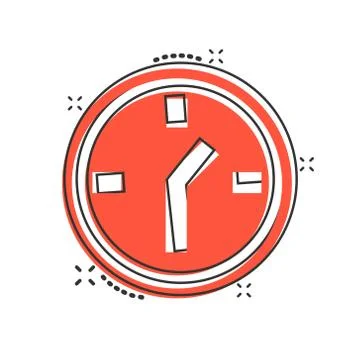 Clock icon in comic style. Watch cartoon vector illustration on white isolate Ilustración de archivo