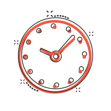 Clock icon in comic style. Watch cartoon vector illustration on white isolate Ilustración de archivo