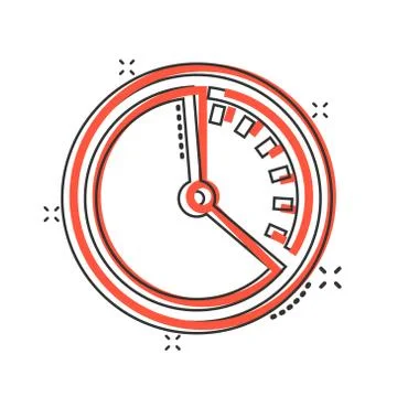 Clock icon in comic style. Watch cartoon vector illustration on white isolate Ilustración de archivo