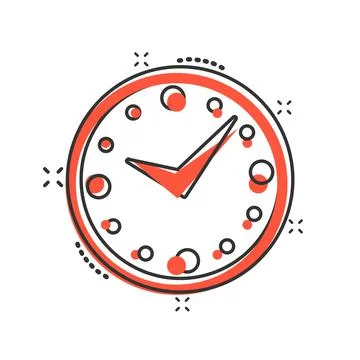 Clock icon in comic style. Watch cartoon vector illustration on white isolate Stockillustratie