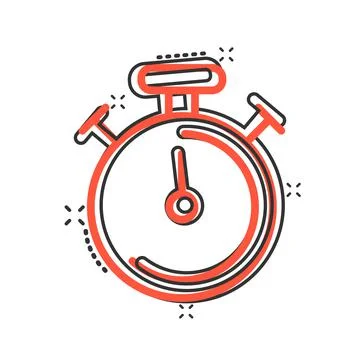 Clock icon in comic style. Watch cartoon vector illustration on white isolate Stock Illustration