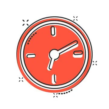Clock icon in comic style. Watch cartoon vector illustration on white isolate Ilustración de archivo