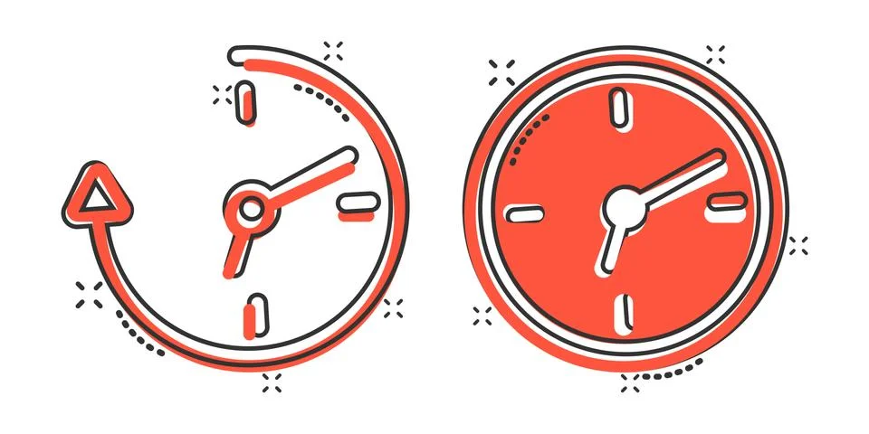 Clock icon in comic style. Watch cartoon vector illustration on white isolate Stockillustratie