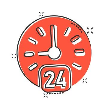 Clock icon in comic style. Watch cartoon vector illustration on white isolate Stock Illustration