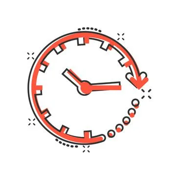 Clock icon in comic style. Watch cartoon vector illustration on white isolate Illustrazione stock