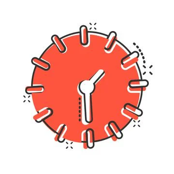 Clock icon in comic style. Watch cartoon vector illustration on white isolate Illustrazione stock