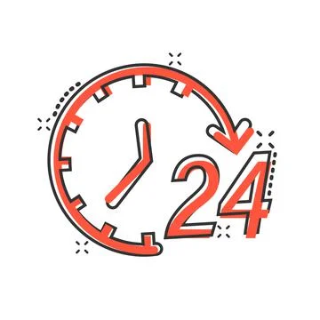 Clock icon in comic style. Watch cartoon vector illustration on white isolate 库存插图