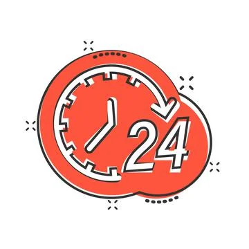 Clock icon in comic style. Watch cartoon vector illustration on white isolate Stock Illustration