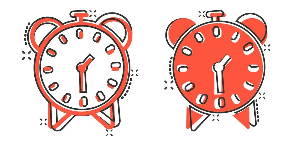 Clock icon in comic style. Watch cartoon vector illustration on white isolate Illustrazione stock