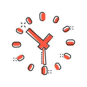 Clock icon in comic style. Watch cartoon vector illustration on white isolate Ilustración de archivo