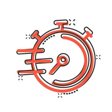 Clock icon in comic style. Watch cartoon vector illustration on white isolate Stockillustratie