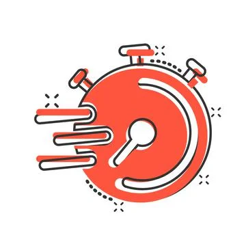 Clock icon in comic style. Watch cartoon vector illustration on white isolate Stockillustratie