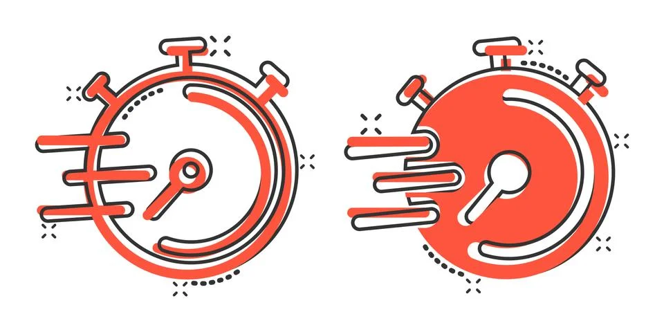 Clock icon in comic style. Watch cartoon vector illustration on white isolate Stock Illustration