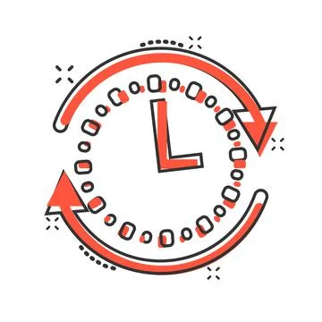 Clock icon in comic style. Watch cartoon vector illustration on white isolate Stockillustratie