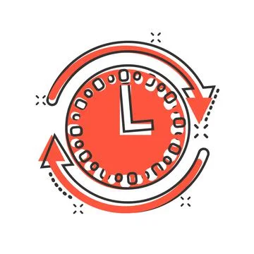 Clock icon in comic style. Watch cartoon vector illustration on white isolate Stock Illustration