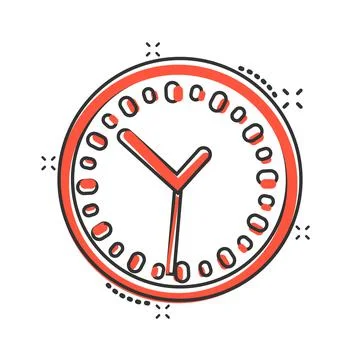 Clock icon in comic style. Watch cartoon vector illustration on white isolate Stockillustratie
