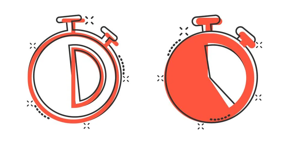 Clock icon in comic style. Watch cartoon vector illustration on white isolate Stockillustratie