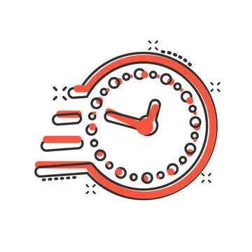 Clock icon in comic style. Watch cartoon vector illustration on white isolate Stockillustratie