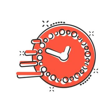 Clock icon in comic style. Watch cartoon vector illustration on white isolate Ilustración de archivo