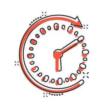 Clock icon in comic style. Watch cartoon vector illustration on white isolate Stock Illustration