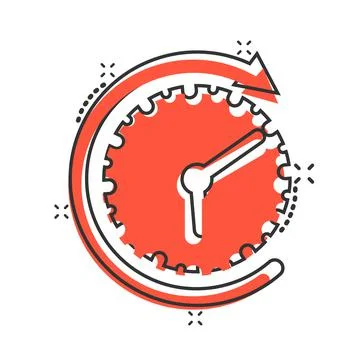 Clock icon in comic style. Watch cartoon vector illustration on white isolate Stockillustratie