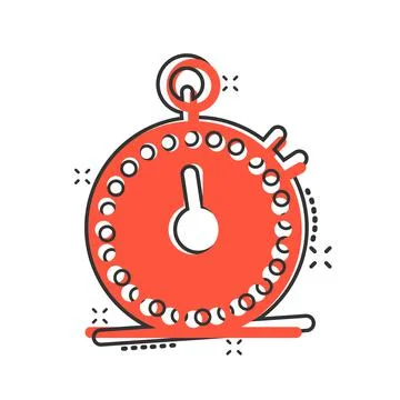 Clock icon in comic style. Watch cartoon vector illustration on white isolate Ilustración de archivo