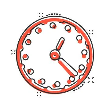 Clock icon in comic style. Watch cartoon vector illustration on white isolate Illustrazione stock