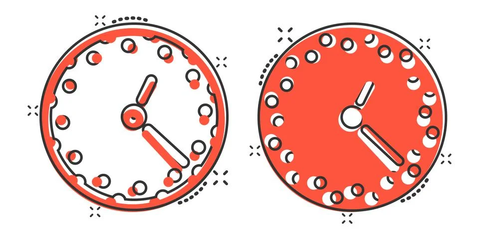 Clock icon in comic style. Watch cartoon vector illustration on white isolate Stockillustratie