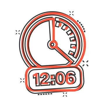 Clock icon in comic style. Watch cartoon vector illustration on white isolate Illustrazione stock