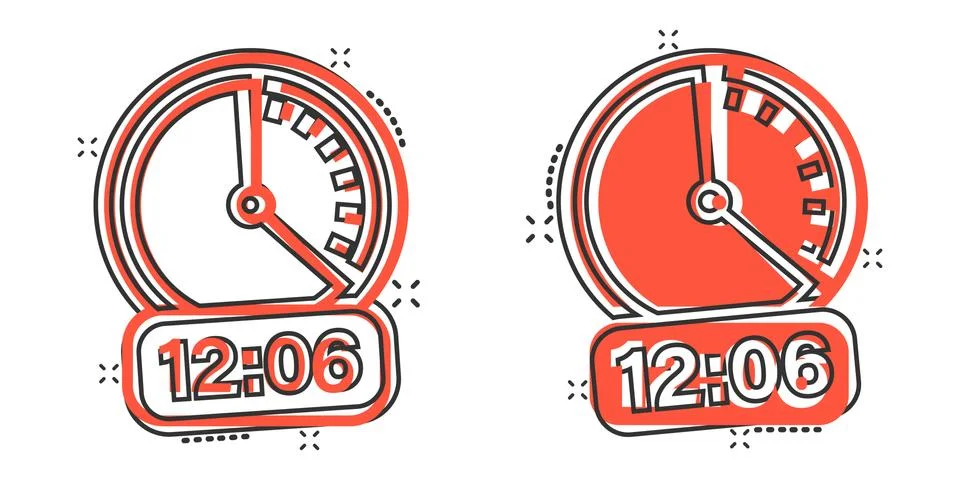 Clock icon in comic style. Watch cartoon vector illustration on white isolate 스톡 일러스트