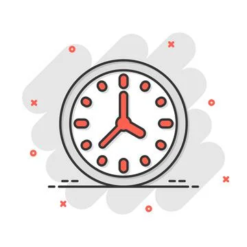 Clock icon in comic style. Watch cartoon vector illustration on white isolate Stock Illustration