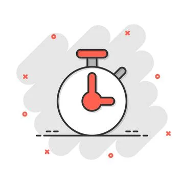 Clock icon in comic style. Watch cartoon vector illustration on white isolate 库存插图