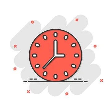 Clock icon in comic style. Watch cartoon vector illustration on white isolate Ilustración de archivo