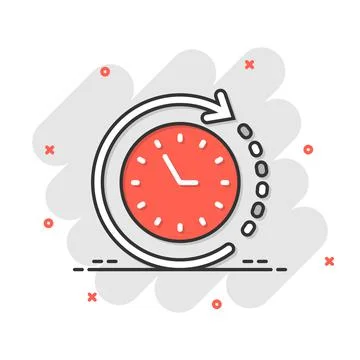 Clock icon in comic style. Watch cartoon vector illustration on white isolate Illustrazione stock