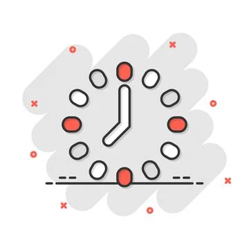 Clock icon in comic style. Watch cartoon vector illustration on white isolate Ilustración de archivo