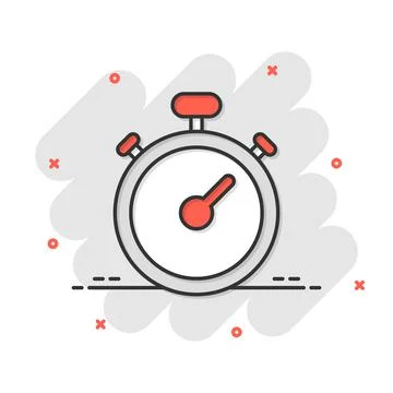 Clock icon in comic style. Watch cartoon vector illustration on white isolate Ilustración de archivo