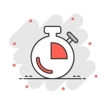 Clock icon in comic style. Watch cartoon vector illustration on white isolate Ilustración de archivo